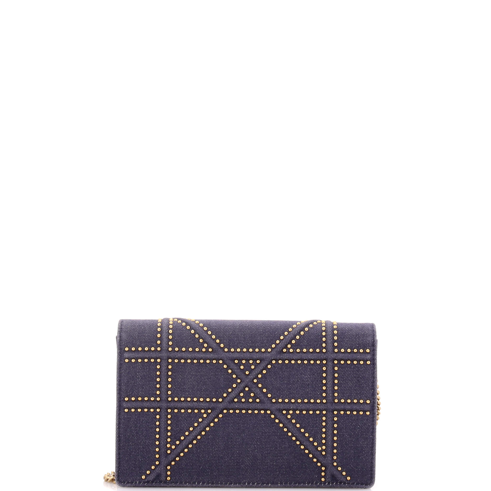 Diorama Wallet on Chain Cannage Studded Denim