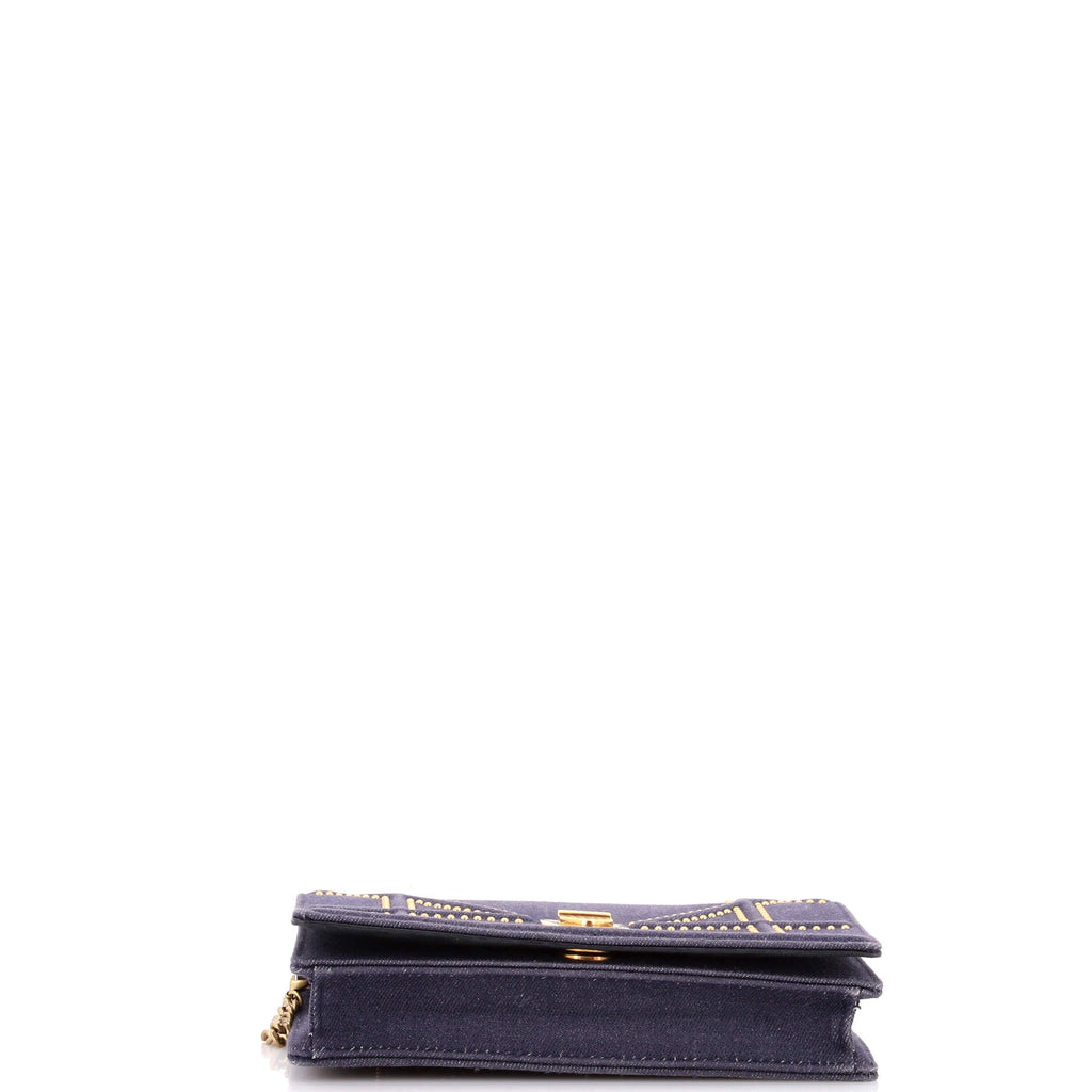 Diorama Wallet on Chain Cannage Studded Denim
