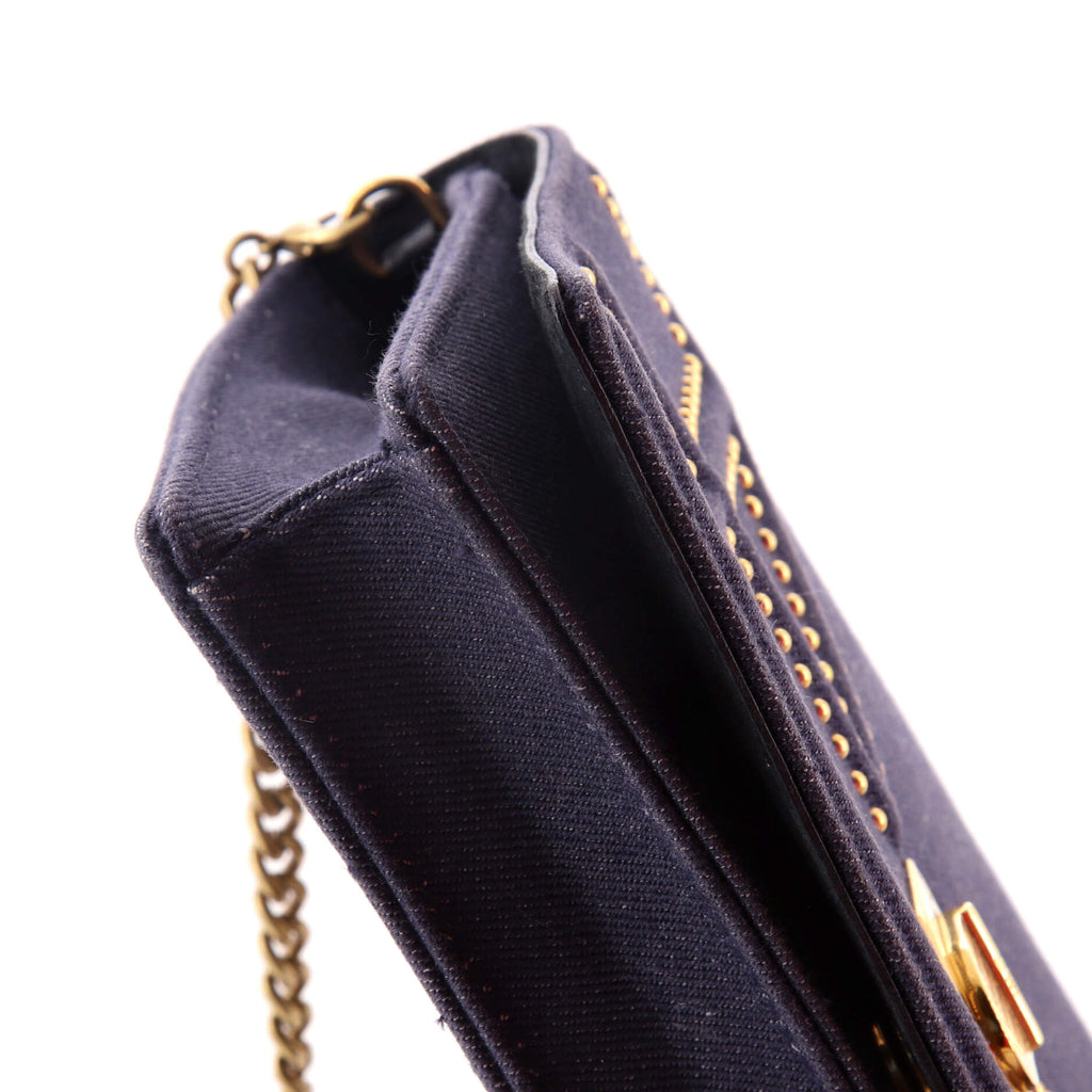 Diorama Wallet on Chain Cannage Studded Denim