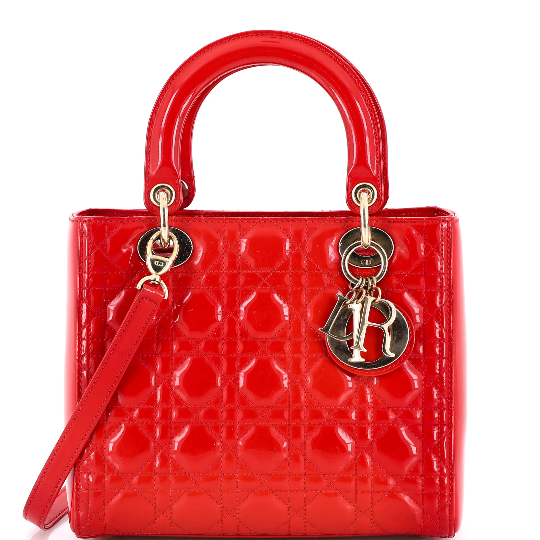 Lady Dior Bag Cannage Quilt Patent Medium