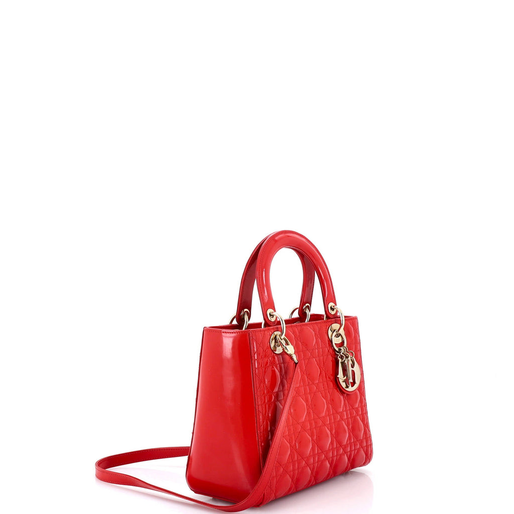 Lady Dior Bag Cannage Quilt Patent Medium