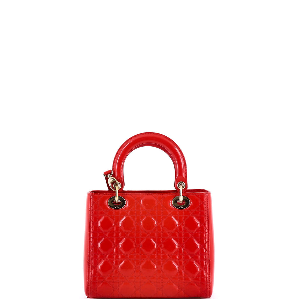 Lady Dior Bag Cannage Quilt Patent Medium