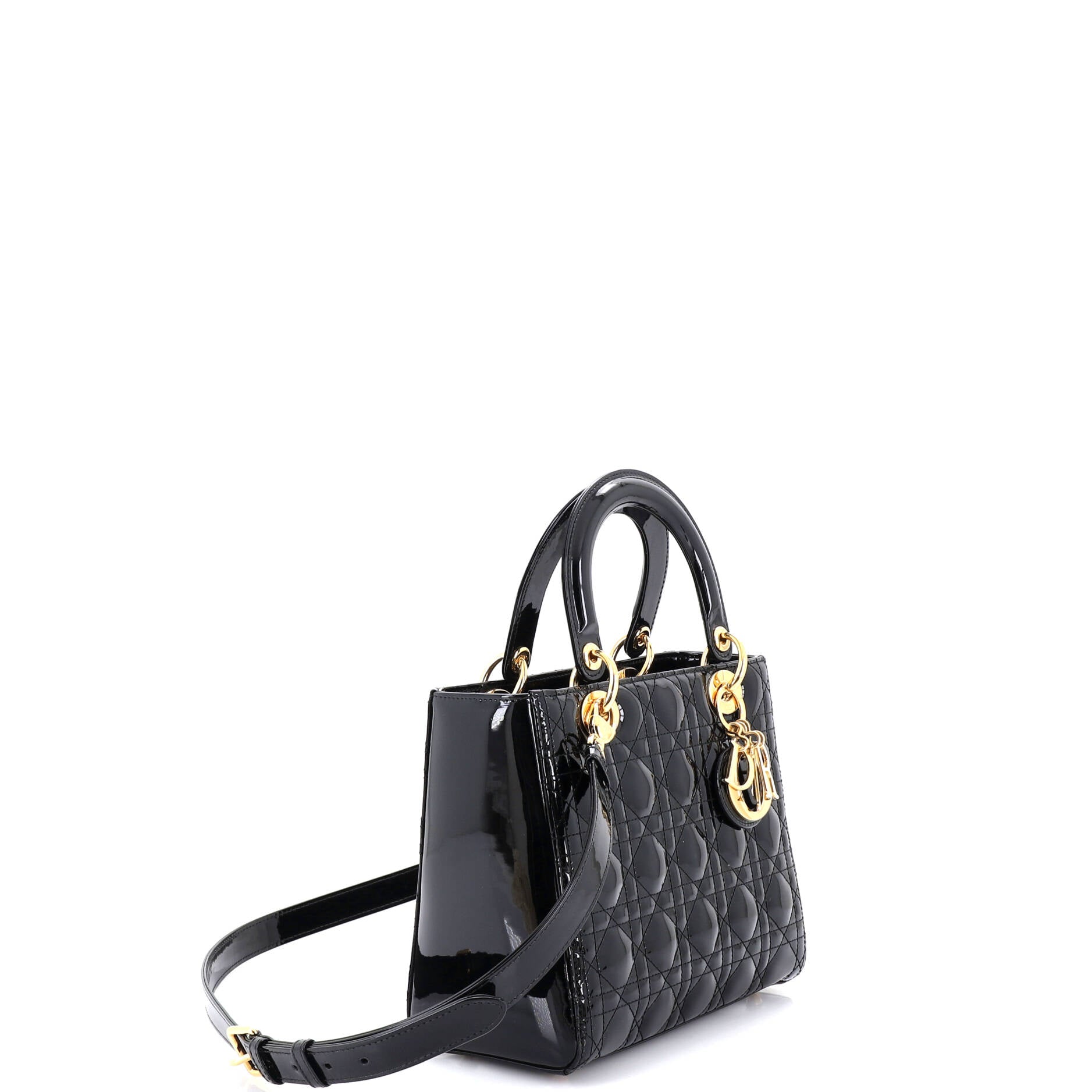 Lady Dior Bag Cannage Quilt Patent Medium