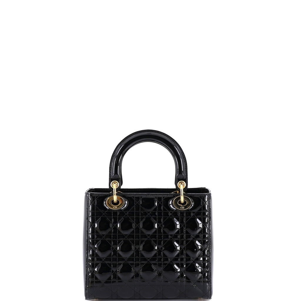 Lady Dior Bag Cannage Quilt Patent Medium