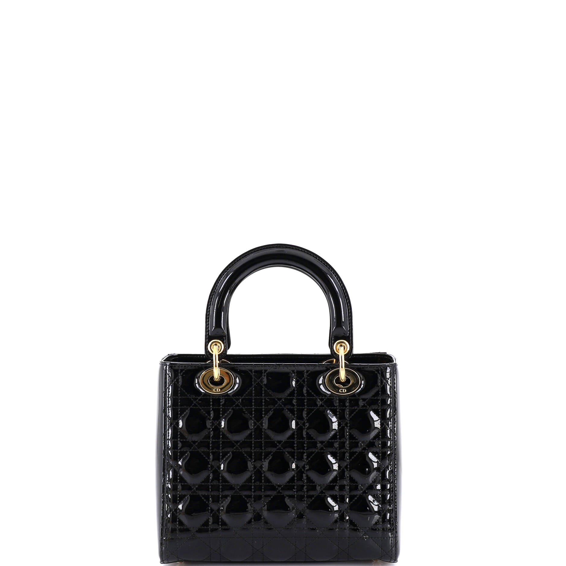 Lady Dior Bag Cannage Quilt Patent Medium