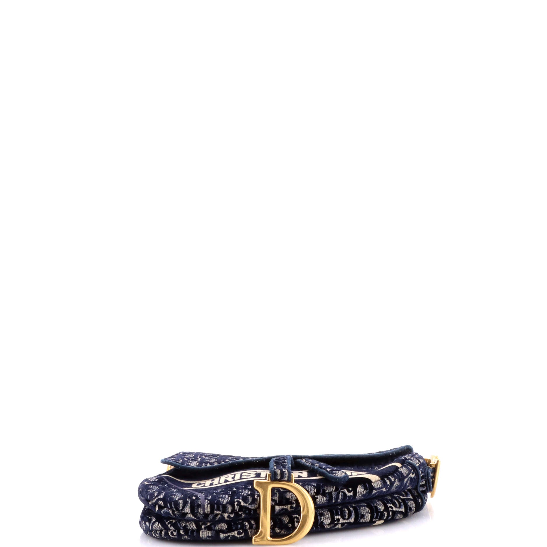 Saddle Handbag Logo Embroidered Oblique Velvet Medium