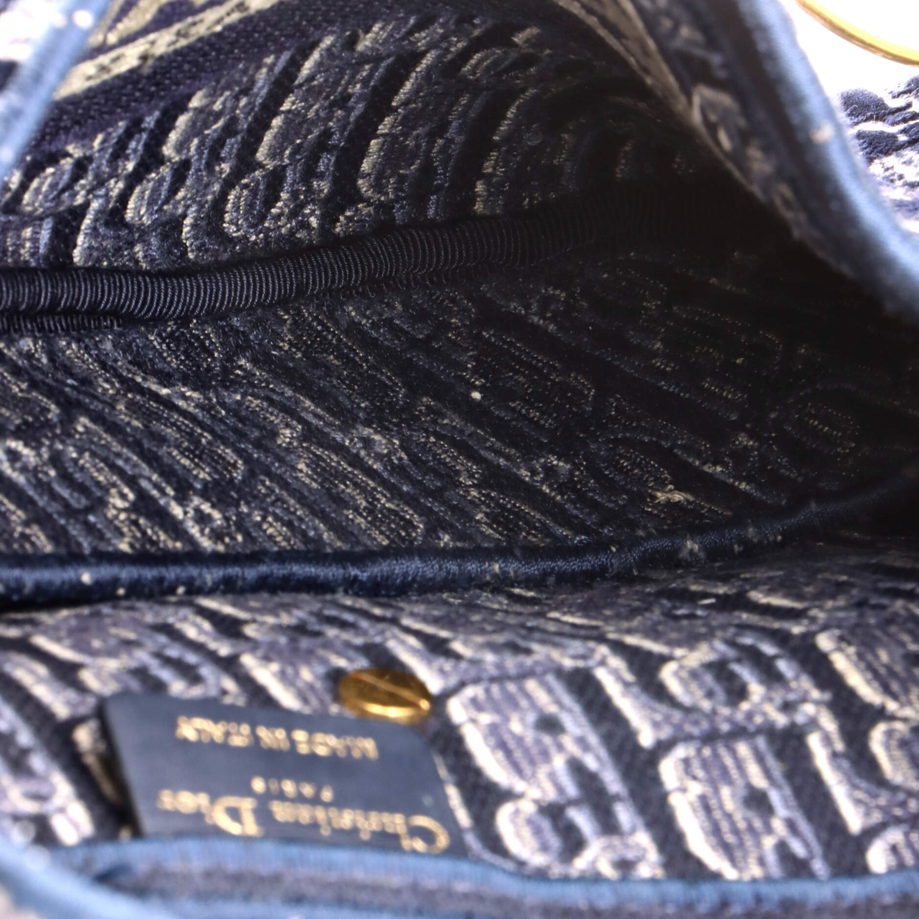 Saddle Handbag Logo Embroidered Oblique Velvet Medium