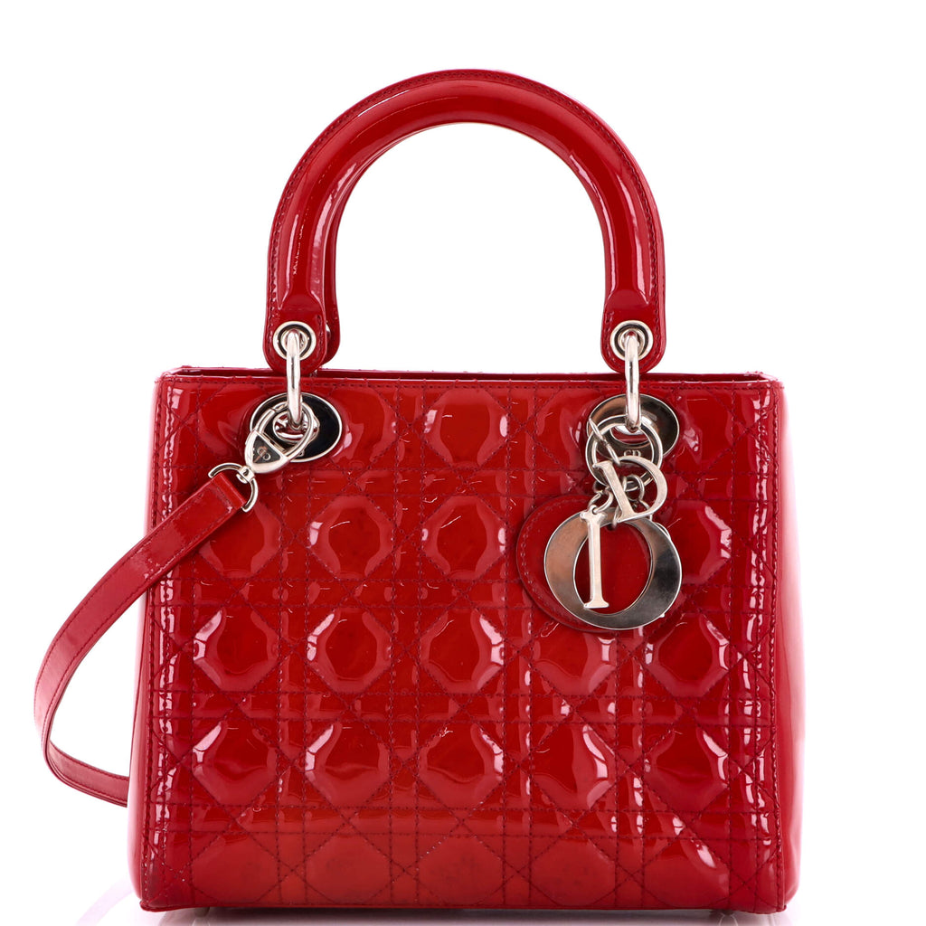 Lady Dior Bag Cannage Quilt Patent Medium