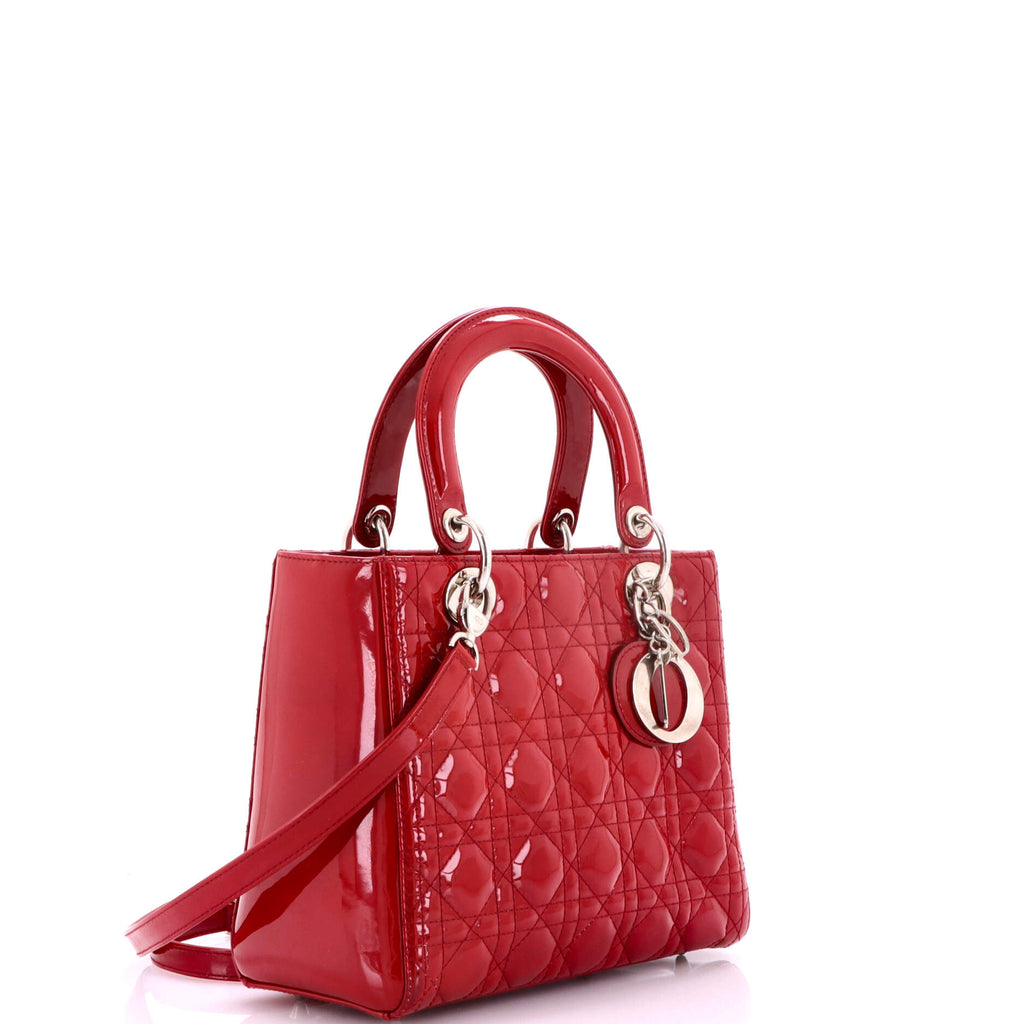 Lady Dior Bag Cannage Quilt Patent Medium