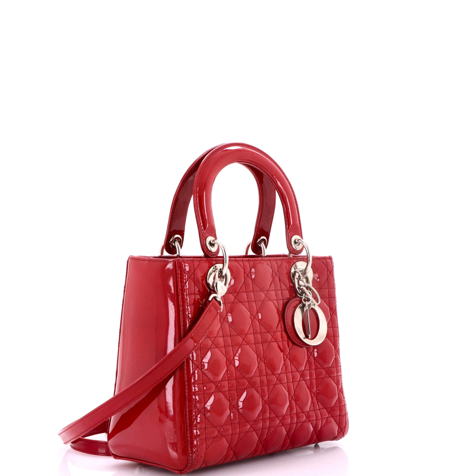 Lady Dior Bag Cannage Quilt Patent Medium