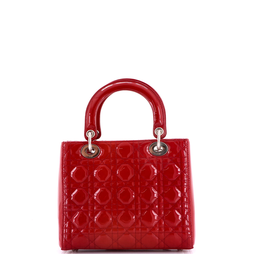 Lady Dior Bag Cannage Quilt Patent Medium
