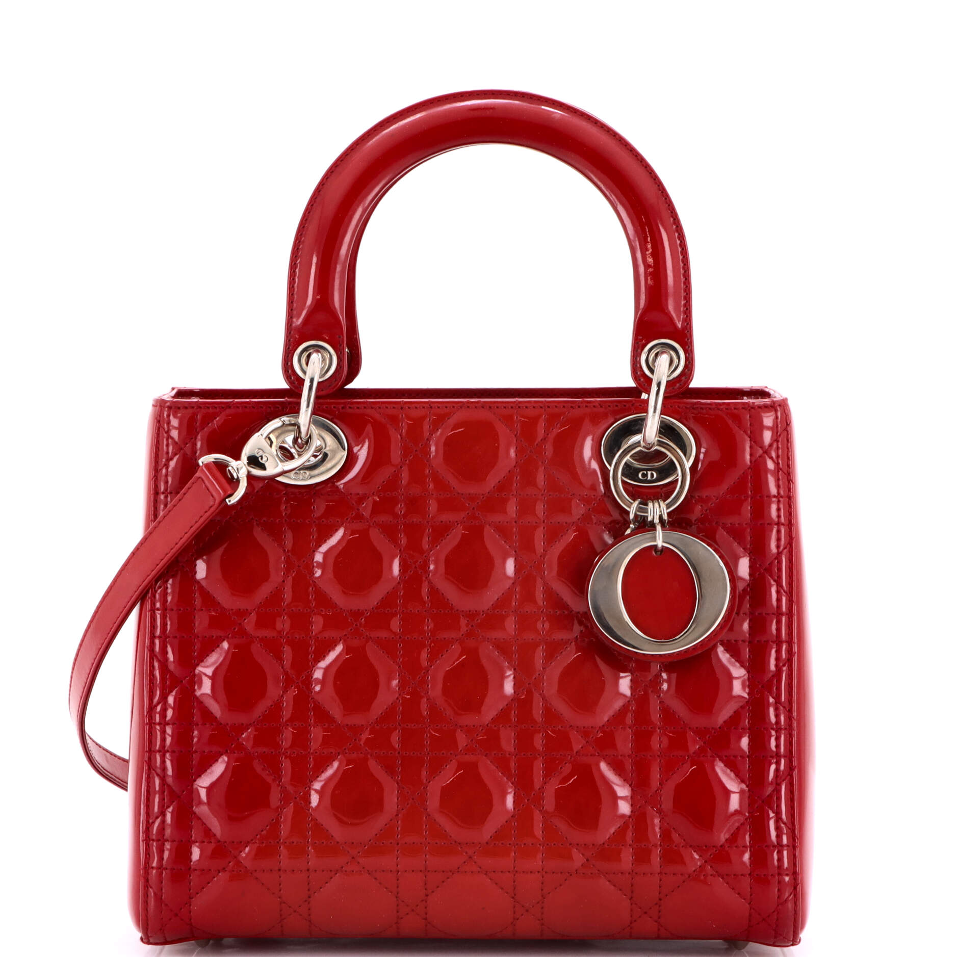 Lady Dior Bag Cannage Quilt Patent Medium