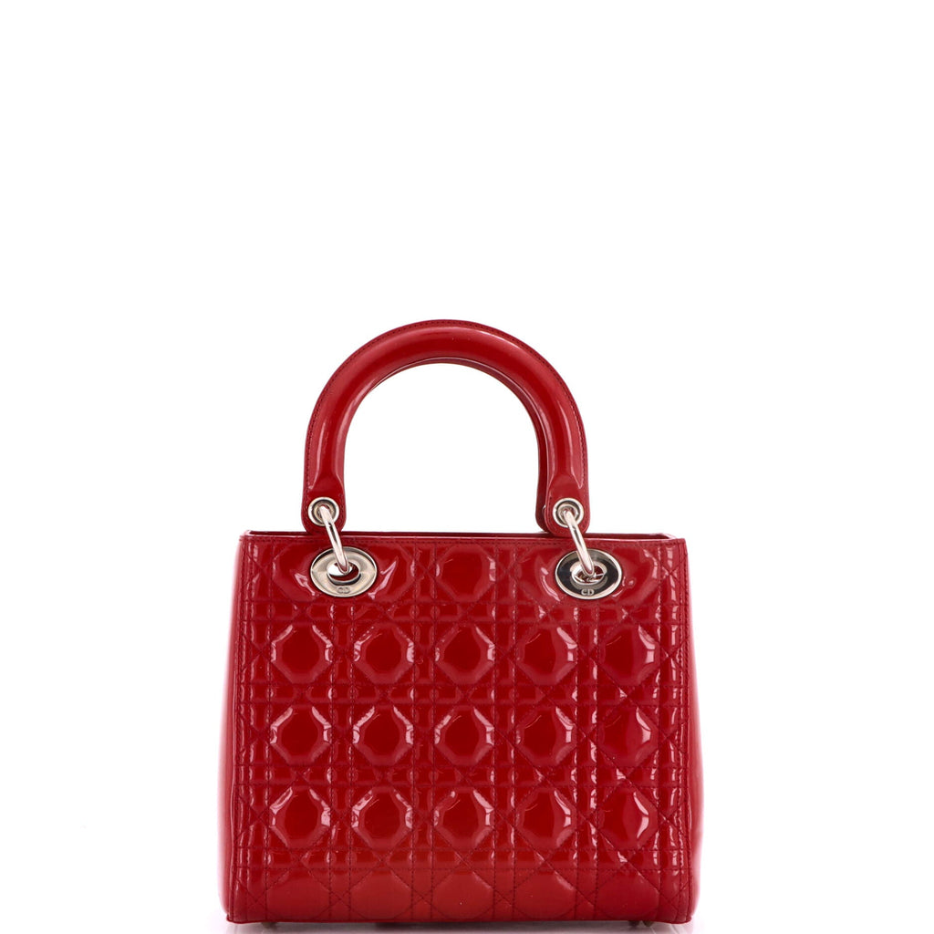 Lady Dior Bag Cannage Quilt Patent Medium