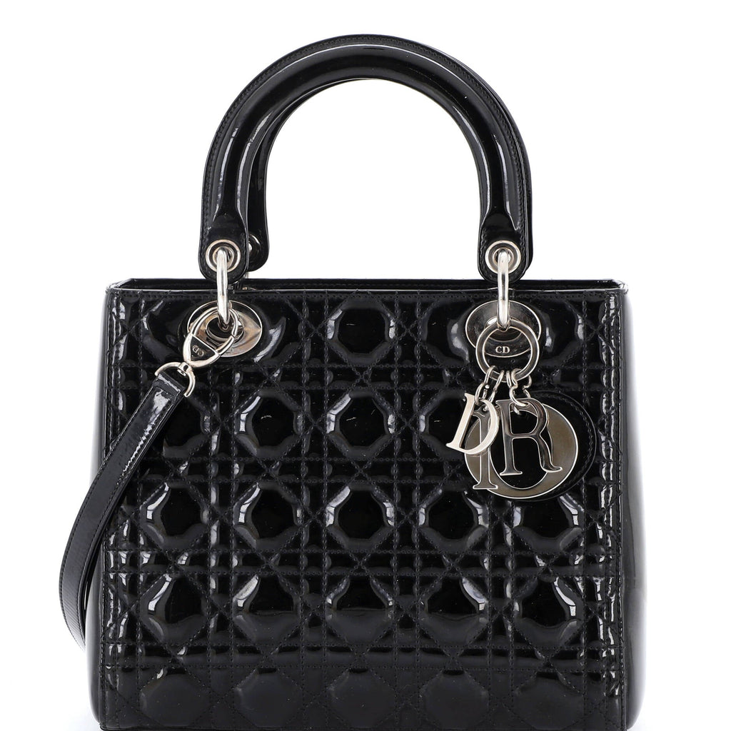 Lady Dior Bag Cannage Quilt Patent Medium
