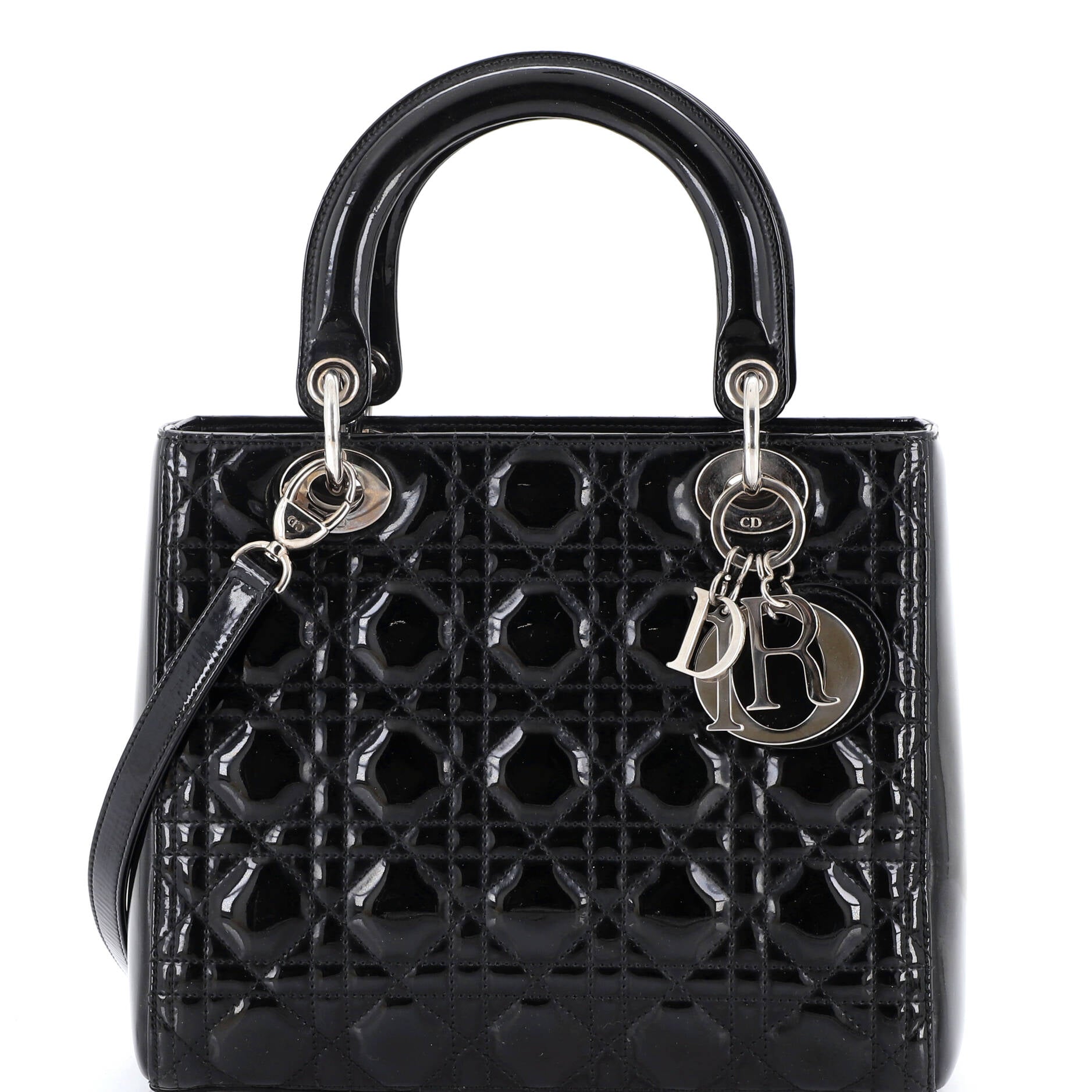 Lady Dior Bag Cannage Quilt Patent Medium