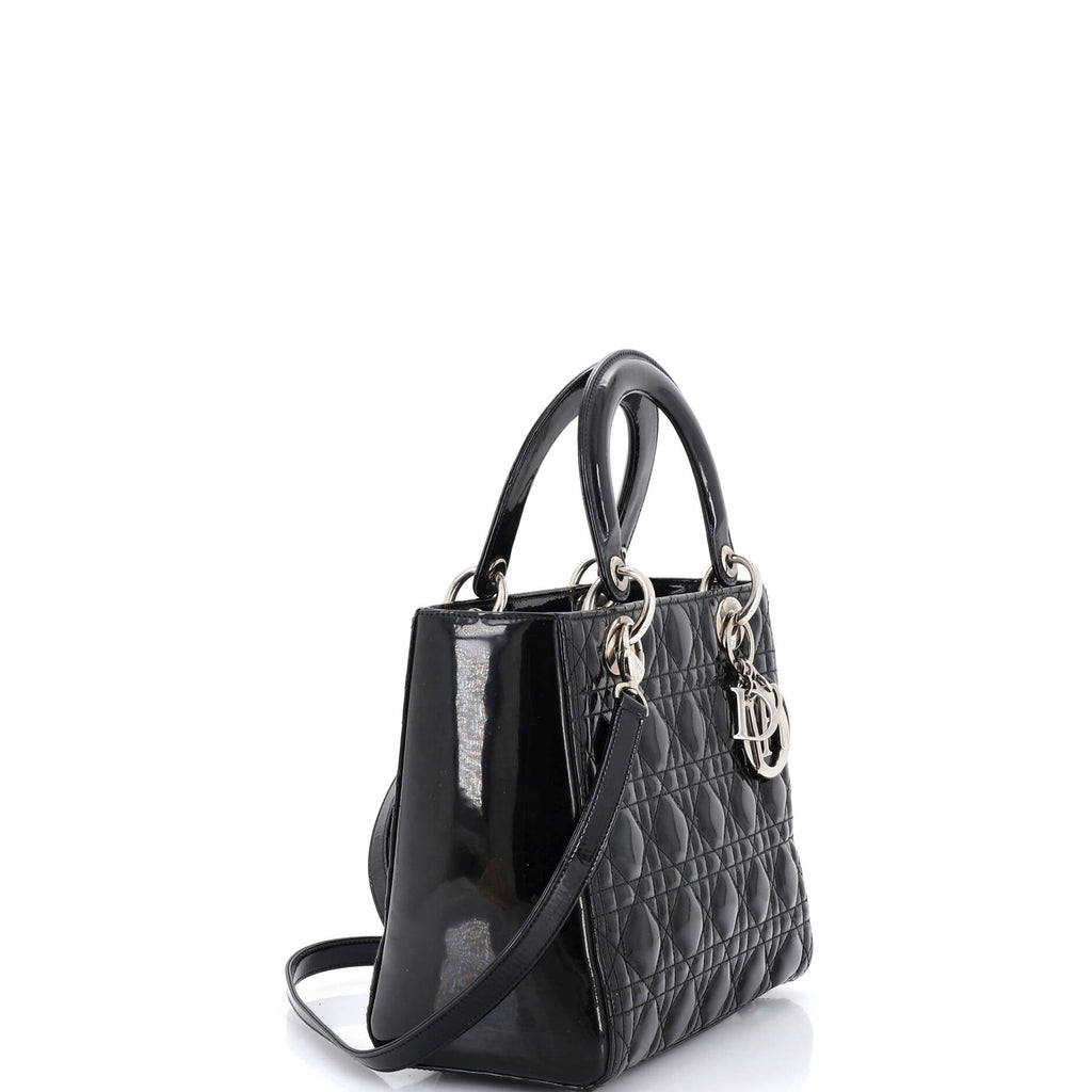 Lady Dior Bag Cannage Quilt Patent Medium