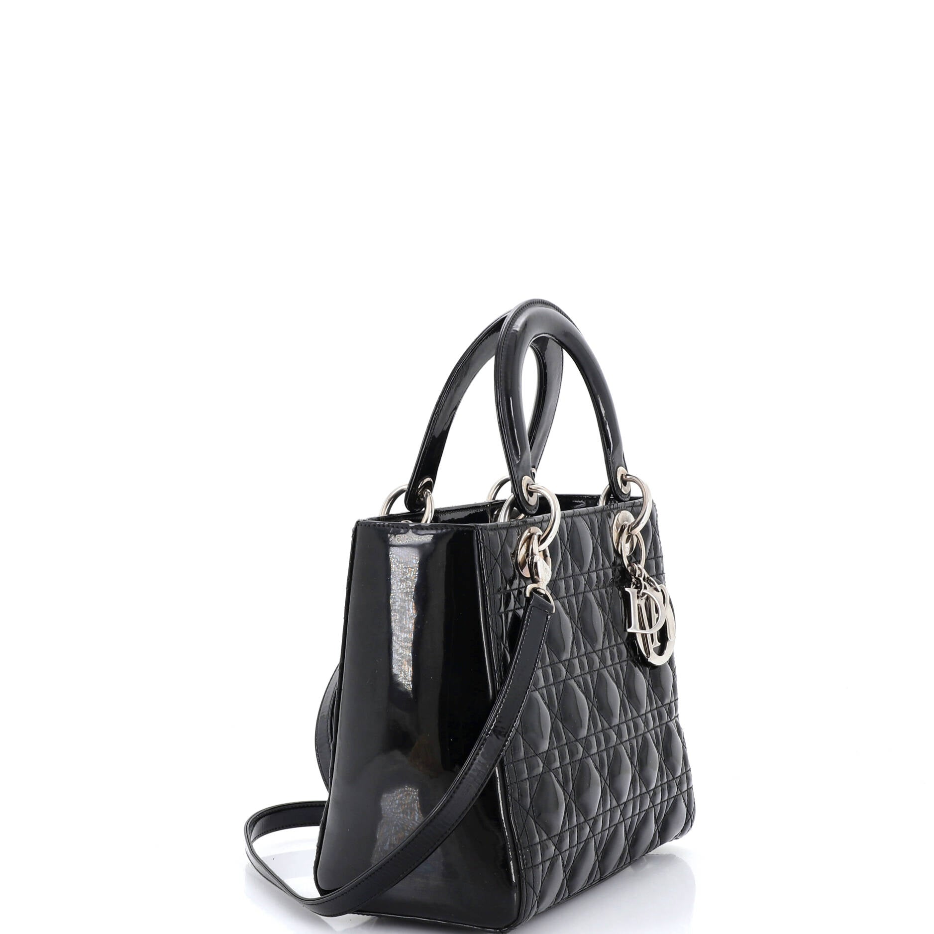 Lady Dior Bag Cannage Quilt Patent Medium