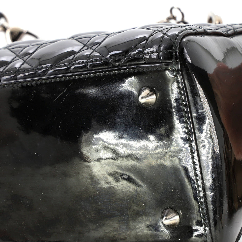 Lady Dior Bag Cannage Quilt Patent Medium