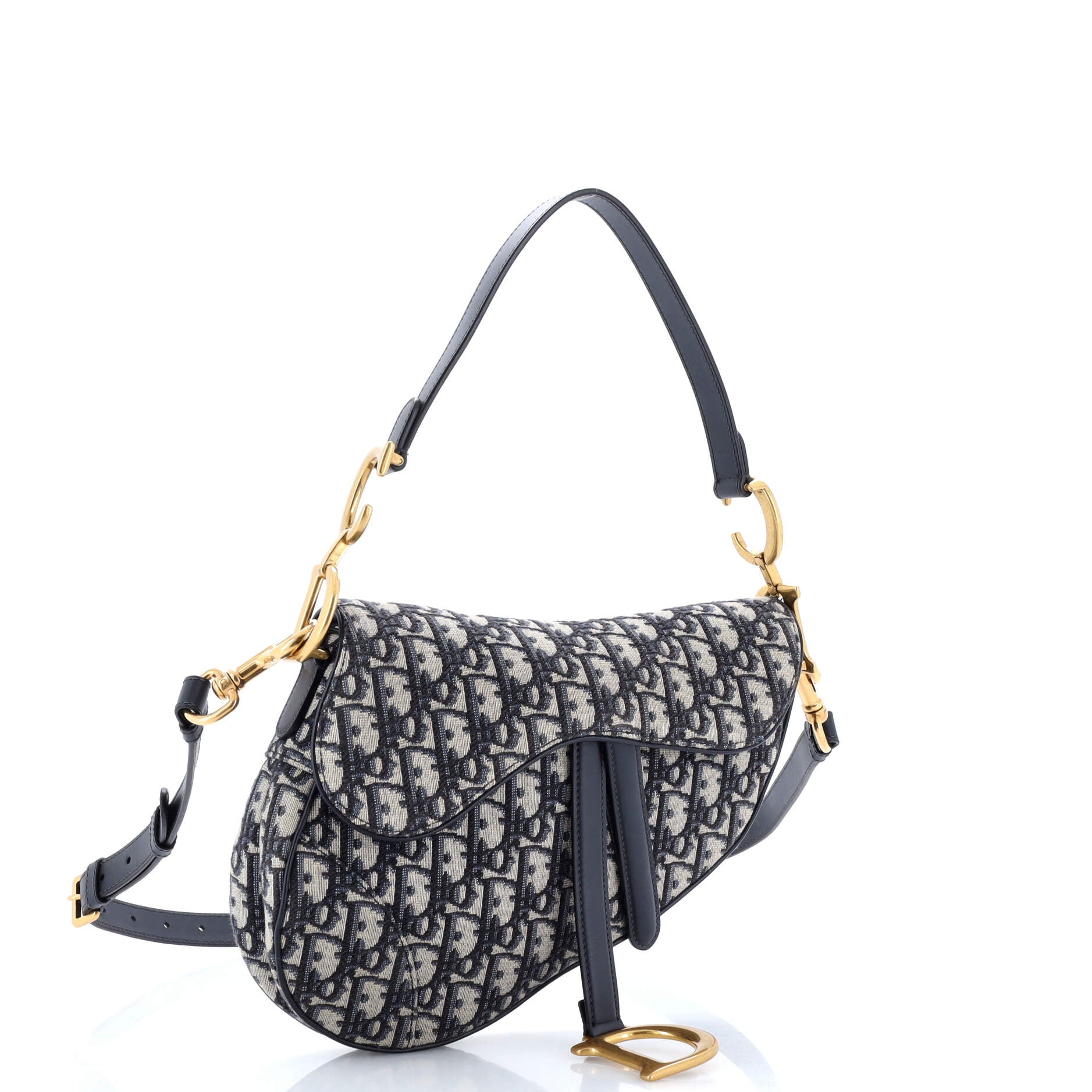 Saddle Handbag with Strap Oblique Canvas Medium