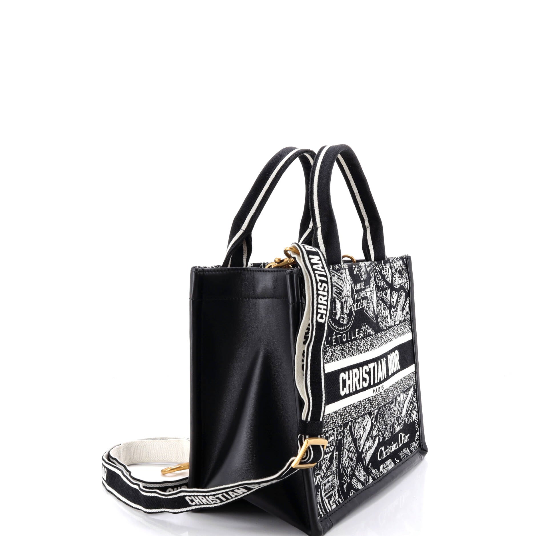 Book Tote with Strap Embroidered Canvas Small
