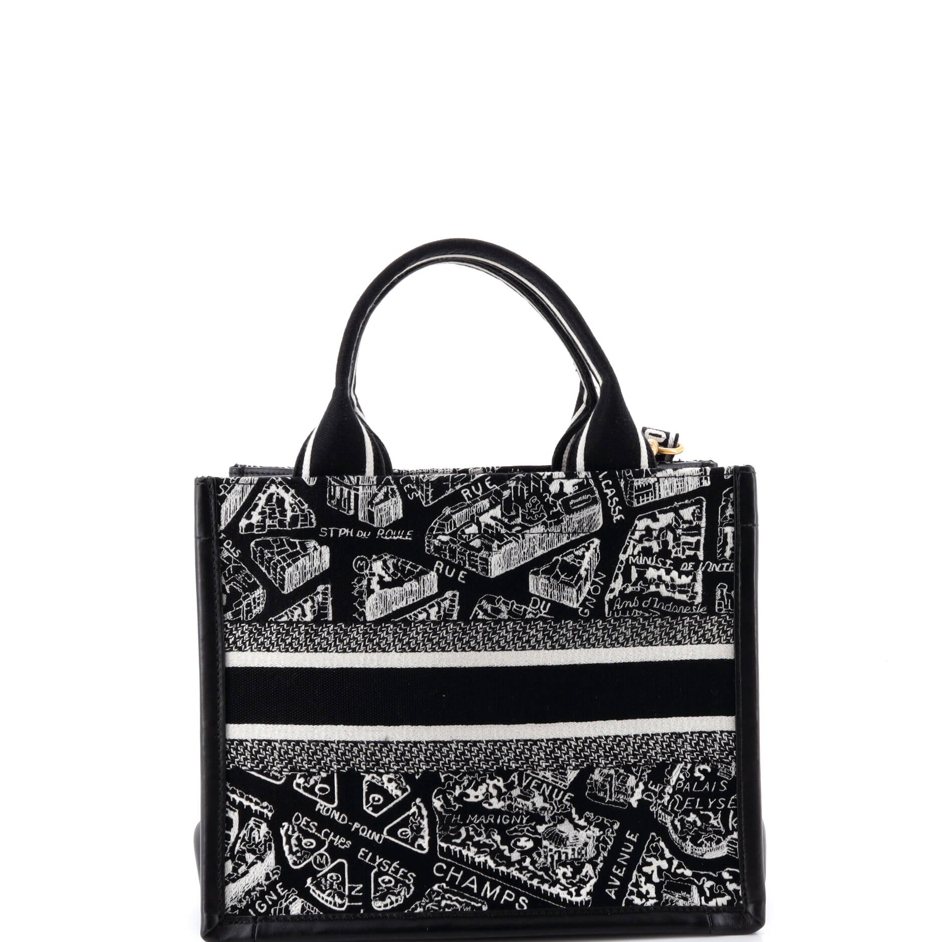 Book Tote with Strap Embroidered Canvas Small