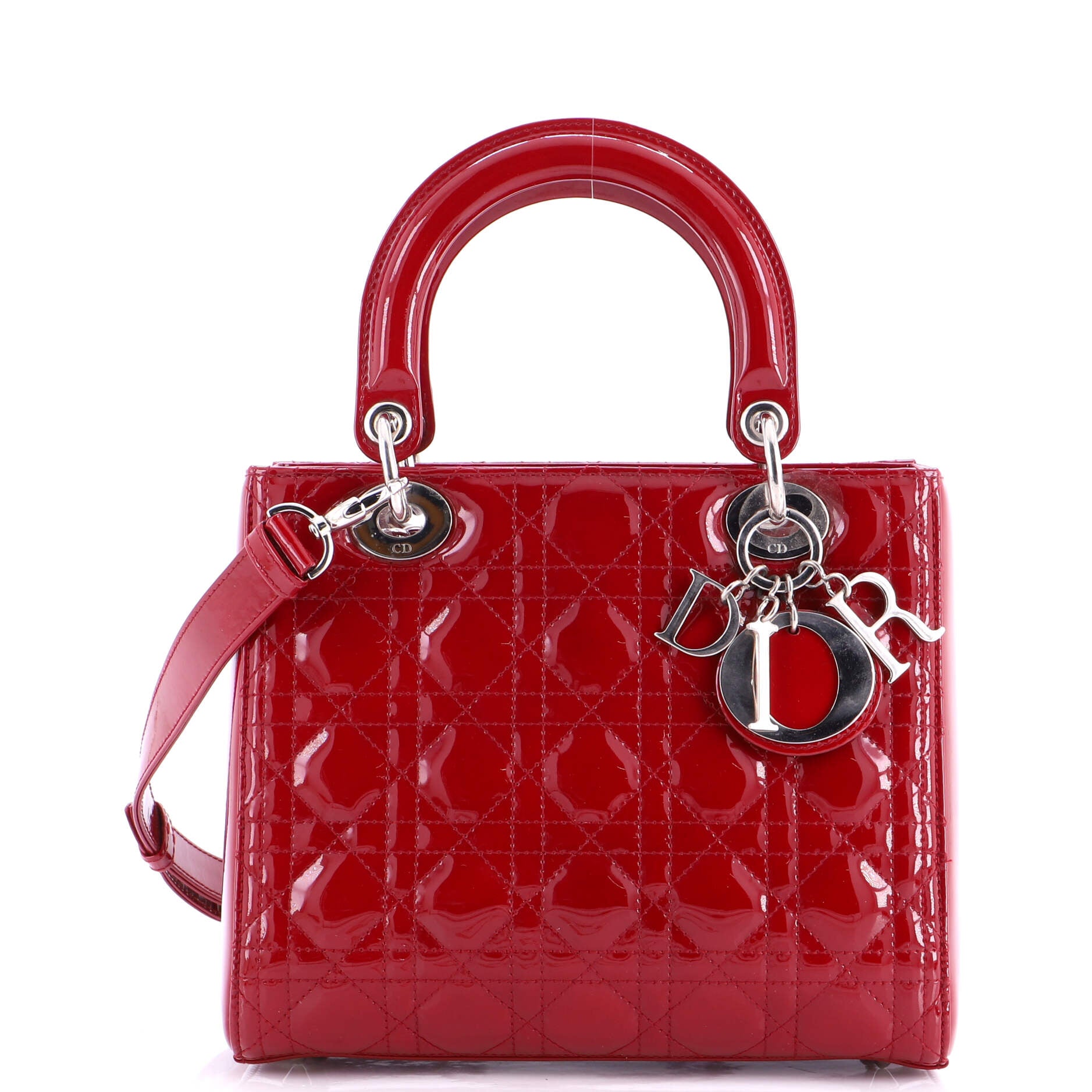 Lady Dior Bag Cannage Quilt Patent Medium