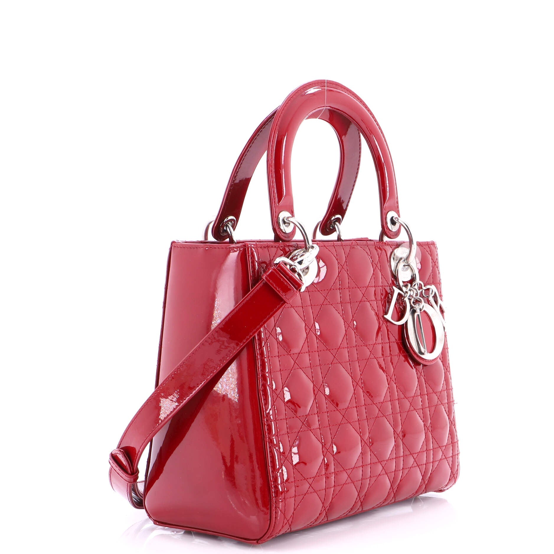 Lady Dior Bag Cannage Quilt Patent Medium