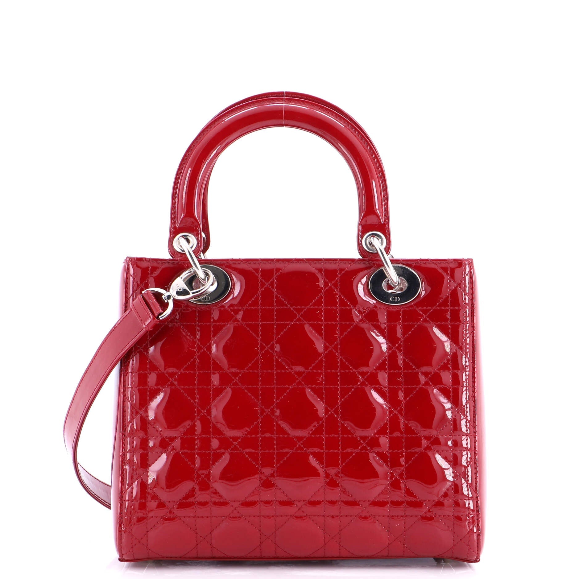 Lady Dior Bag Cannage Quilt Patent Medium