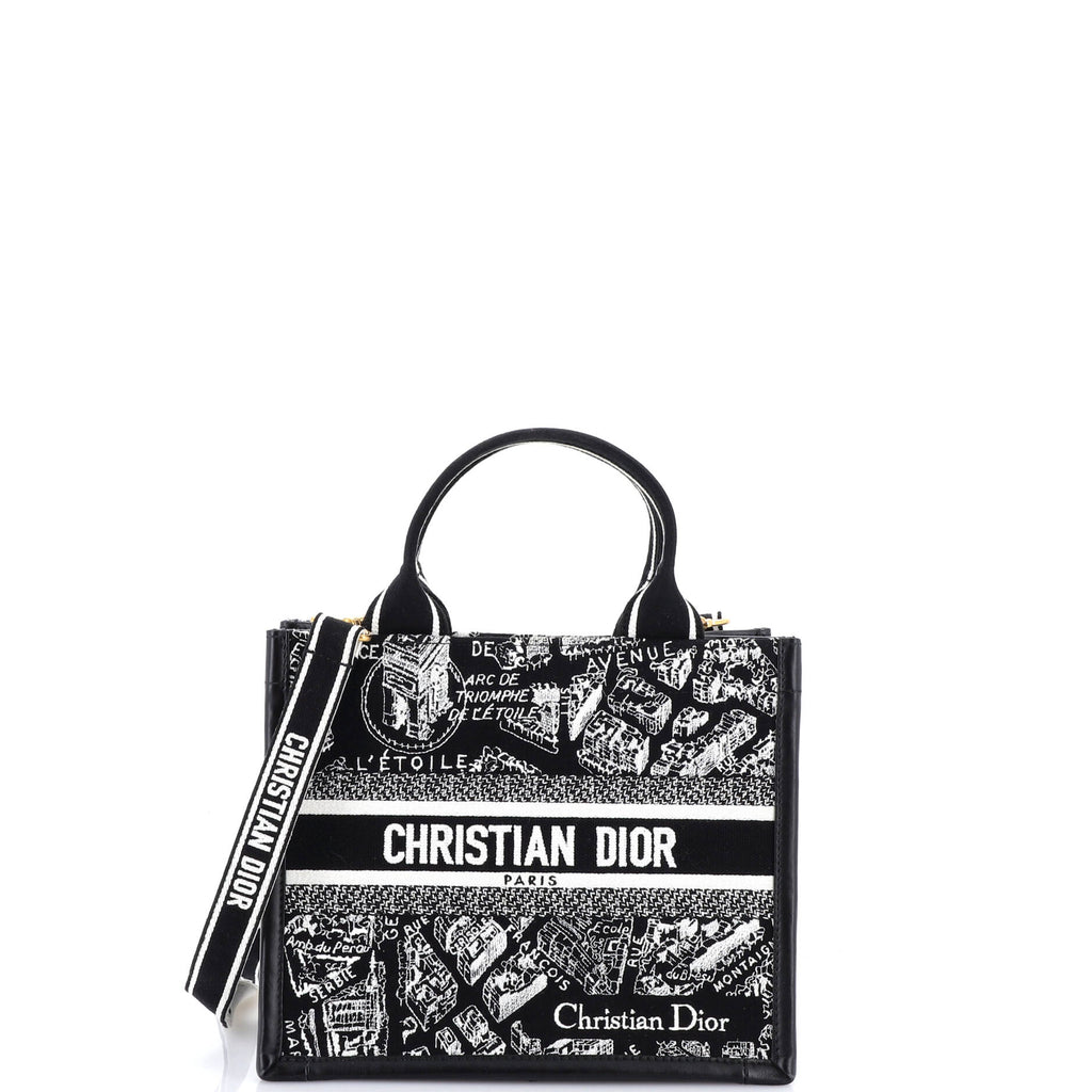 Book Tote with Strap Embroidered Canvas Small