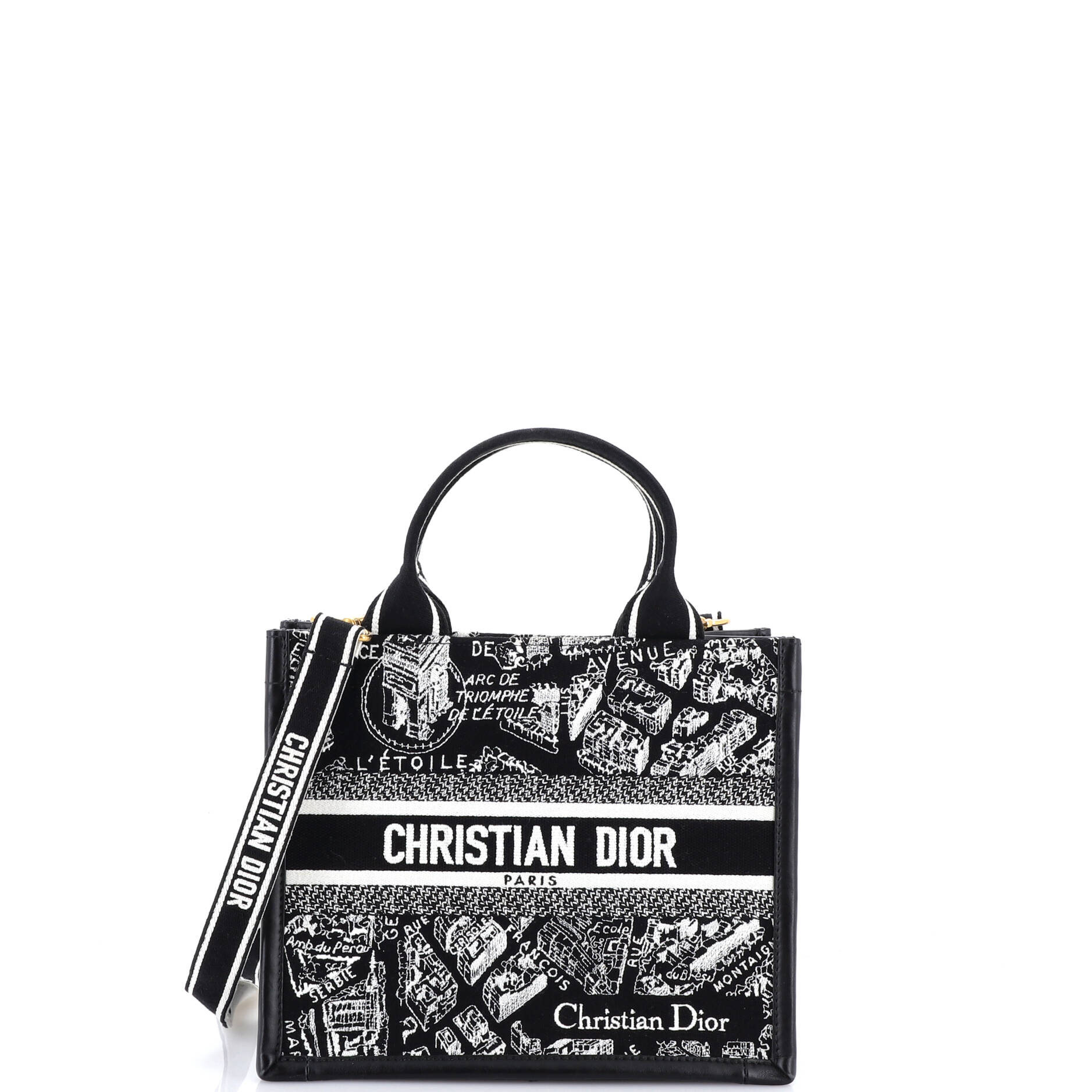 Book Tote with Strap Embroidered Canvas Small