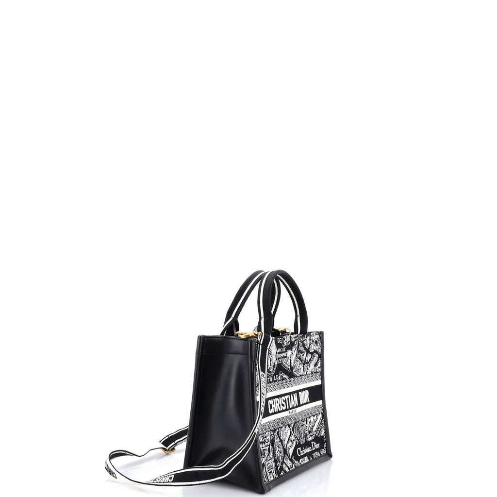 Book Tote with Strap Embroidered Canvas Small