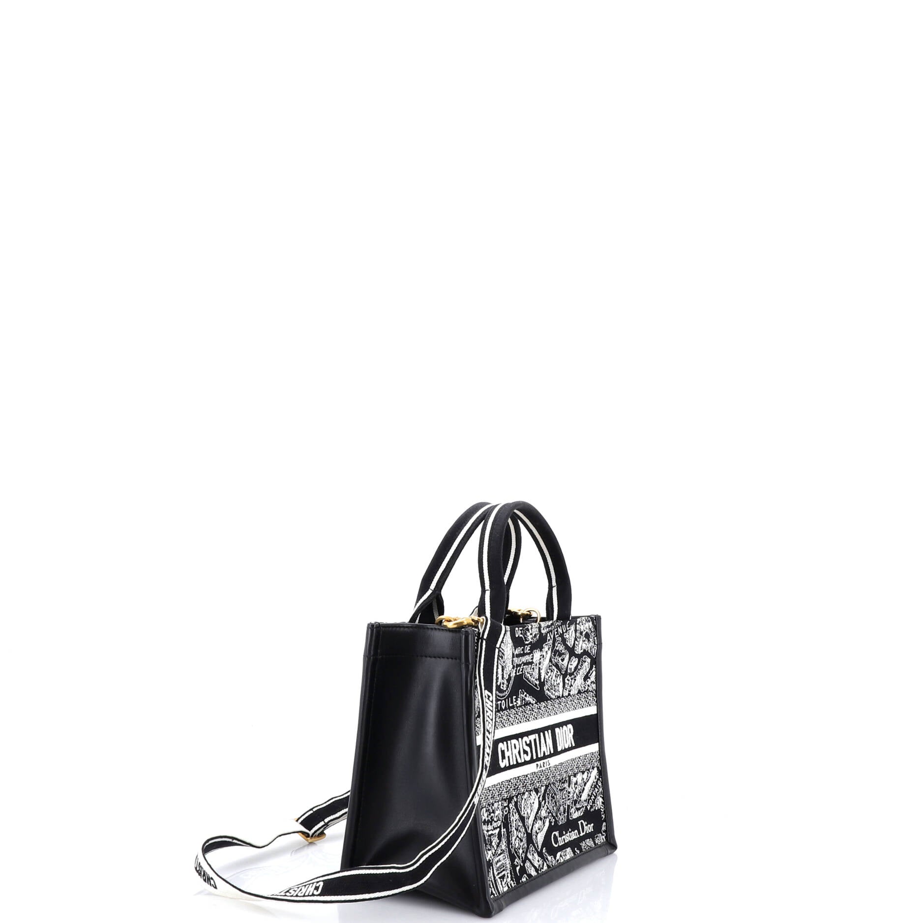 Book Tote with Strap Embroidered Canvas Small