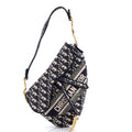 Saddle Handbag Logo Embroidered Oblique Canvas Medium