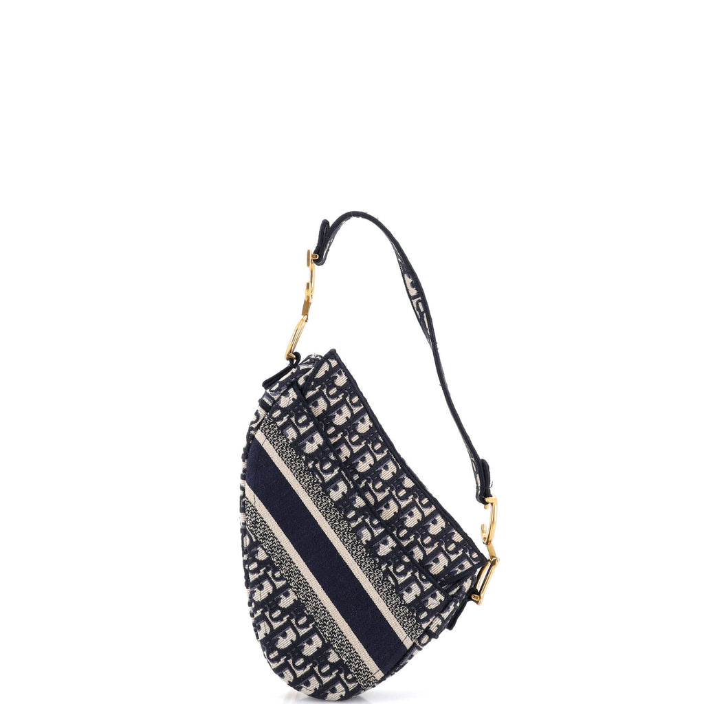 Saddle Handbag Logo Embroidered Oblique Canvas Medium