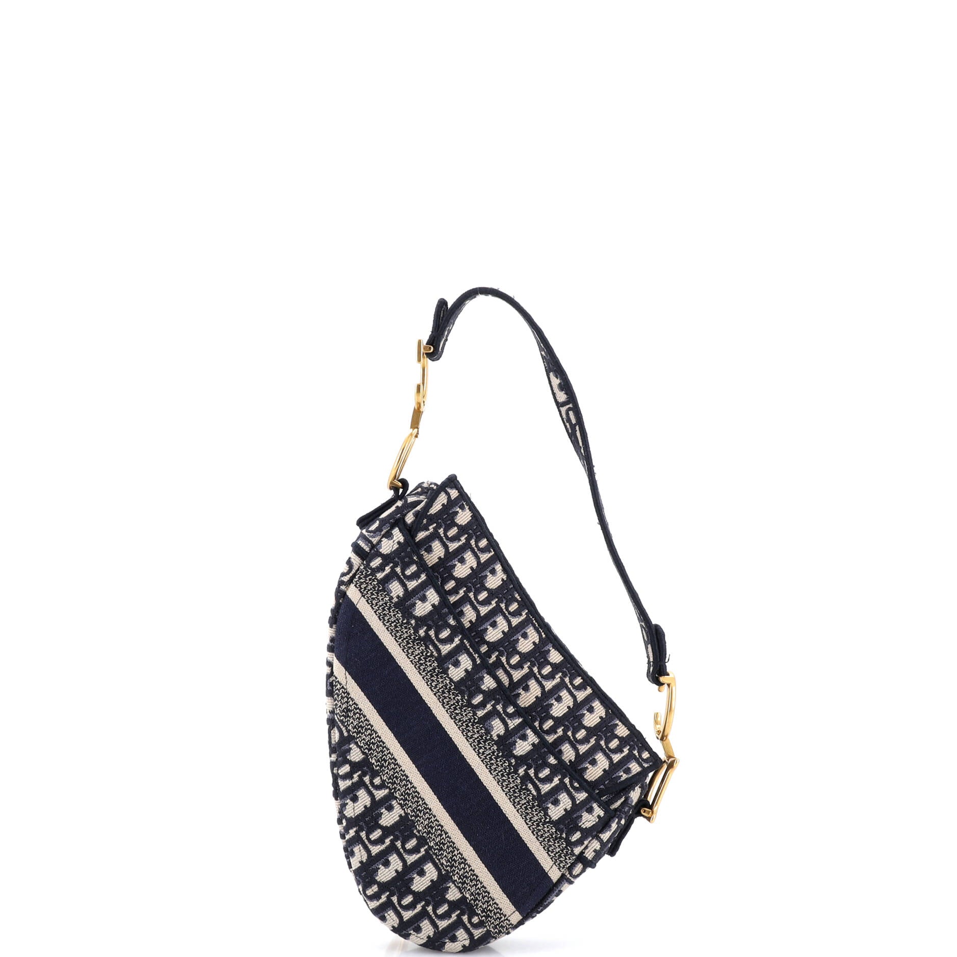 Saddle Handbag Logo Embroidered Oblique Canvas Medium