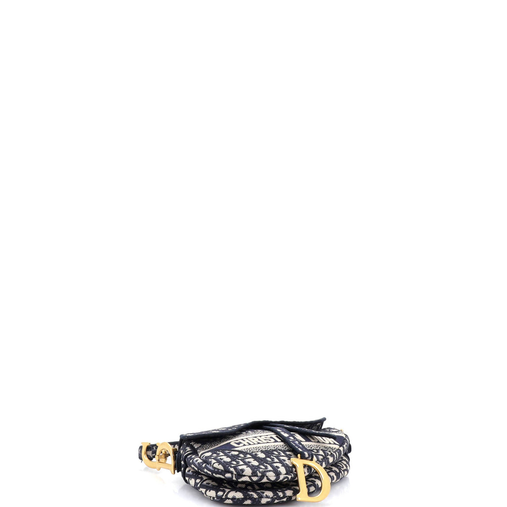 Saddle Handbag Logo Embroidered Oblique Canvas Medium