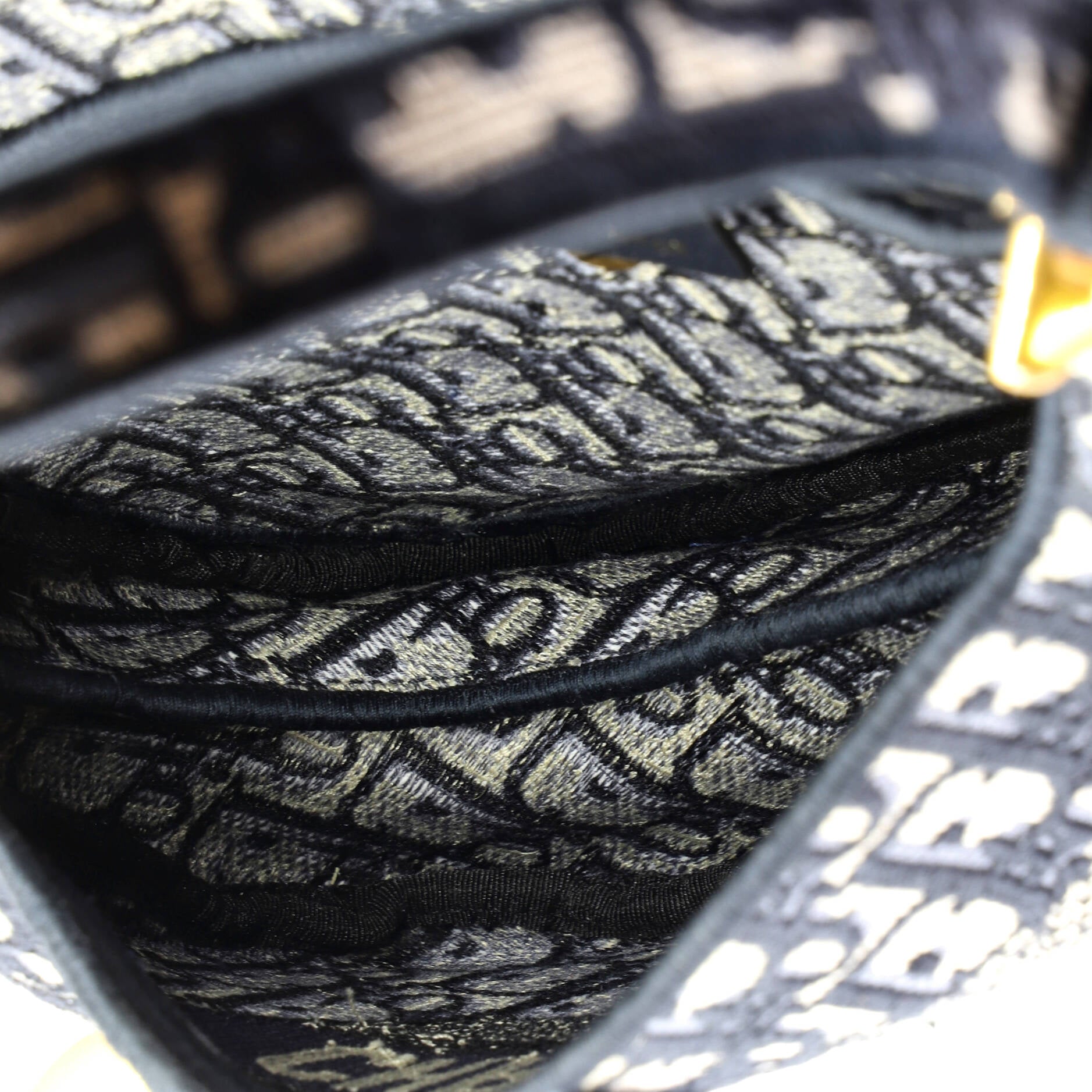 Saddle Handbag Logo Embroidered Oblique Canvas Medium