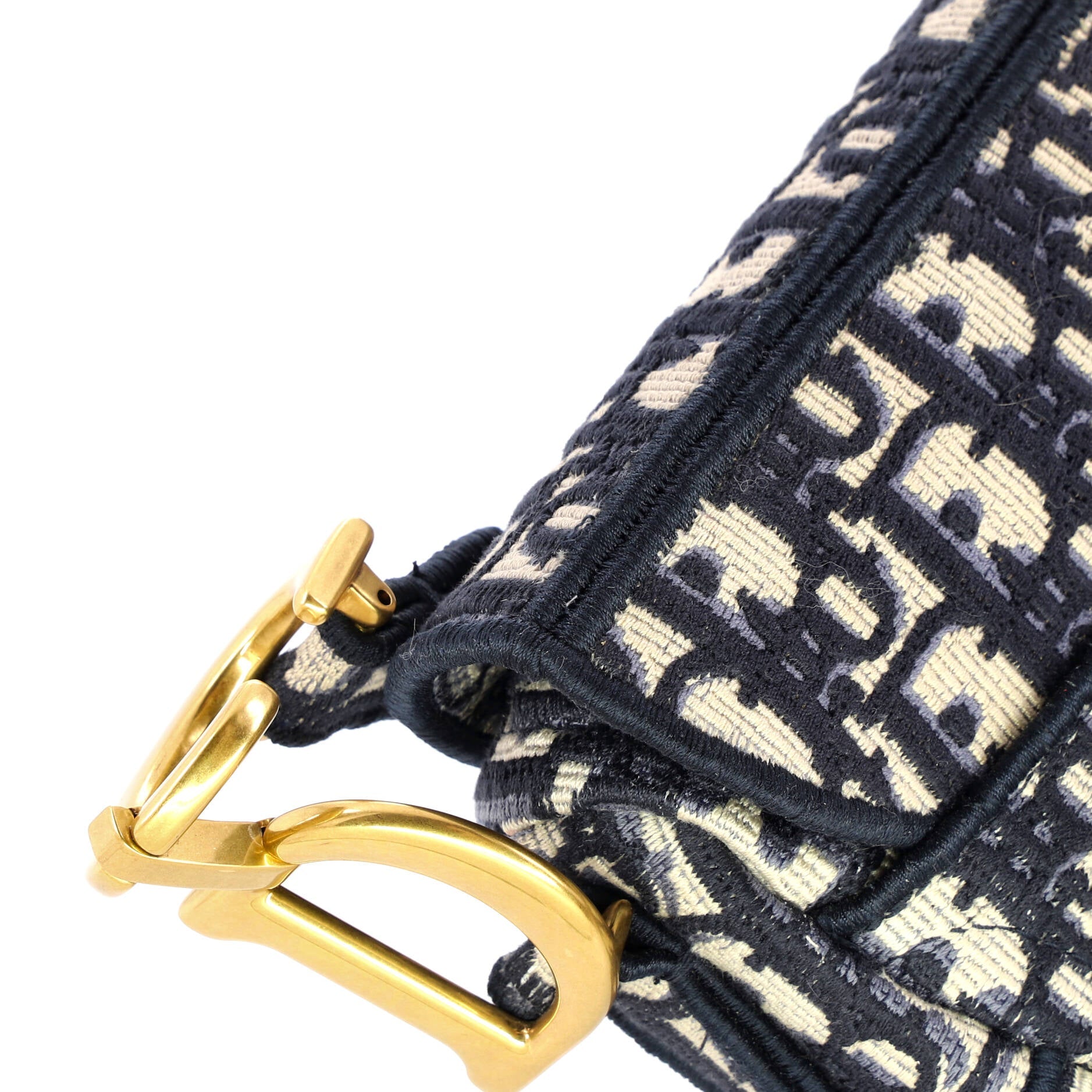 Saddle Handbag Logo Embroidered Oblique Canvas Medium
