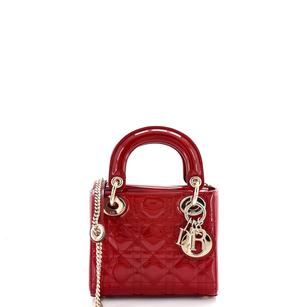 Lady Dior Chain Bag Cannage Quilt Patent Mini