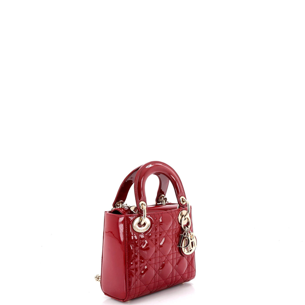 Lady Dior Chain Bag Cannage Quilt Patent Mini
