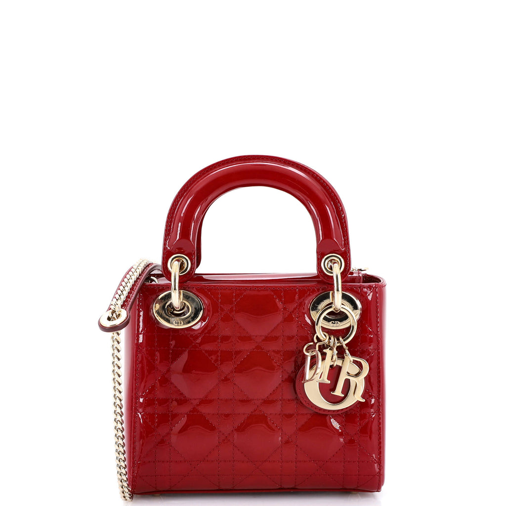 Lady Dior Chain Bag Cannage Quilt Patent Mini
