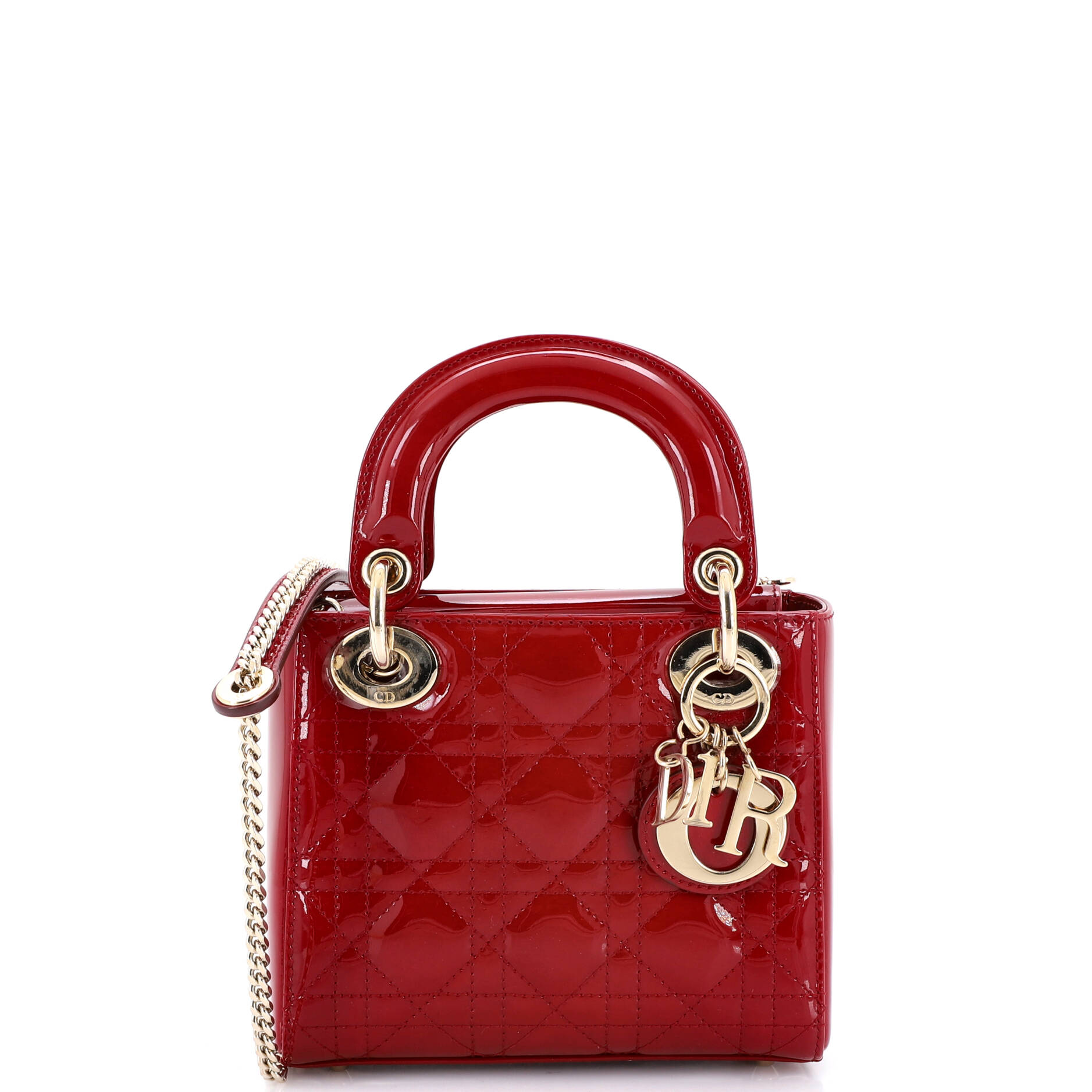 Lady Dior Chain Bag Cannage Quilt Patent Mini