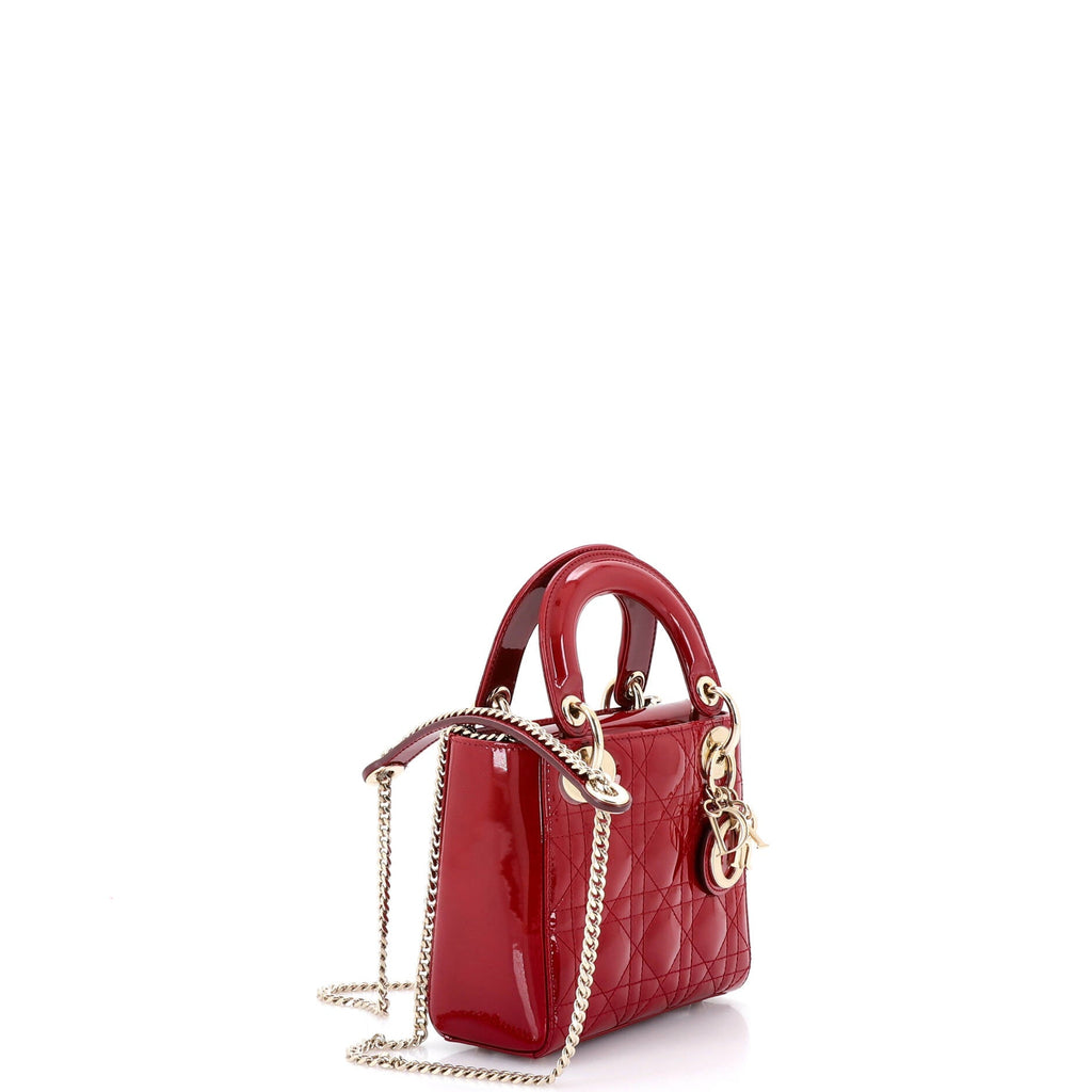 Lady Dior Chain Bag Cannage Quilt Patent Mini