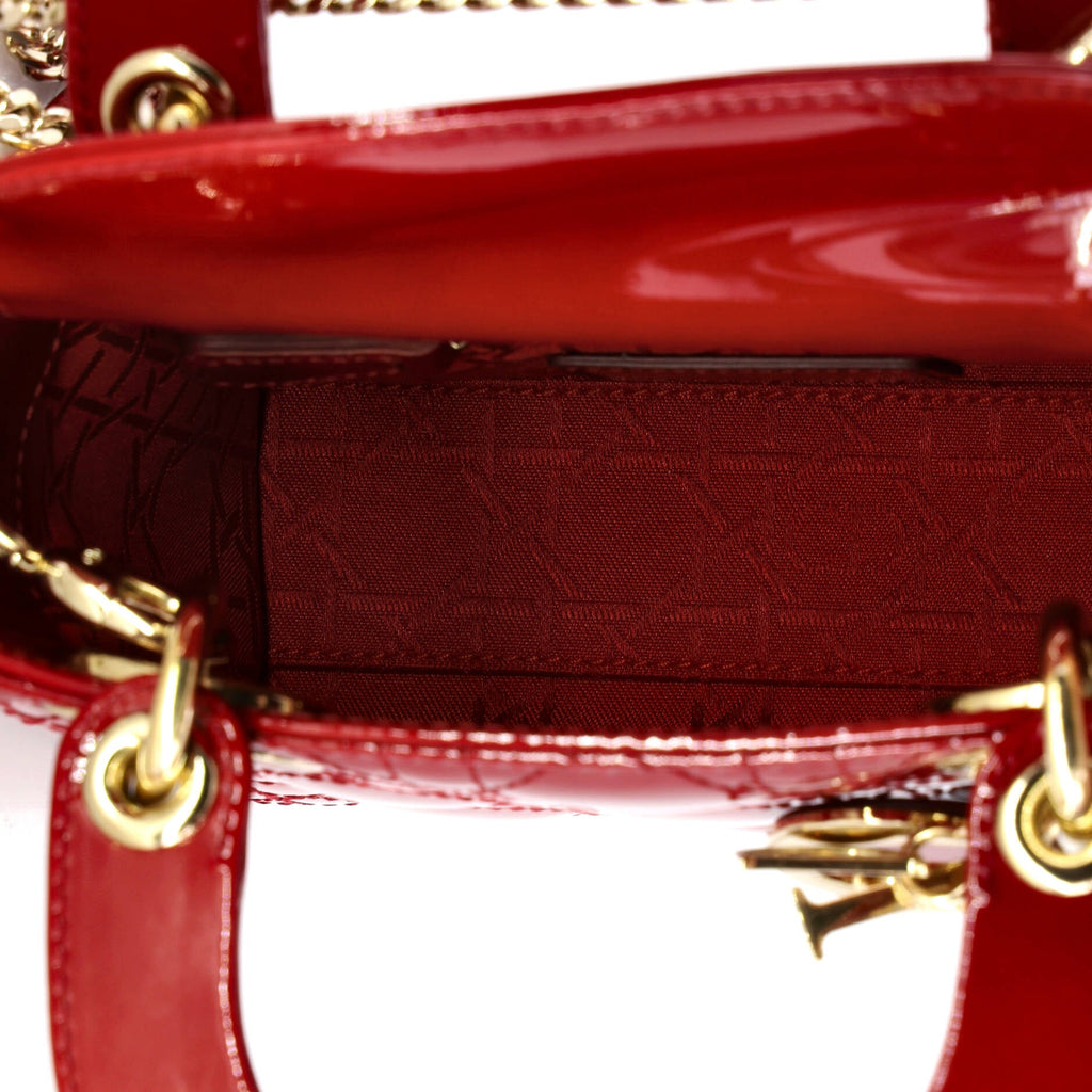 Lady Dior Chain Bag Cannage Quilt Patent Mini