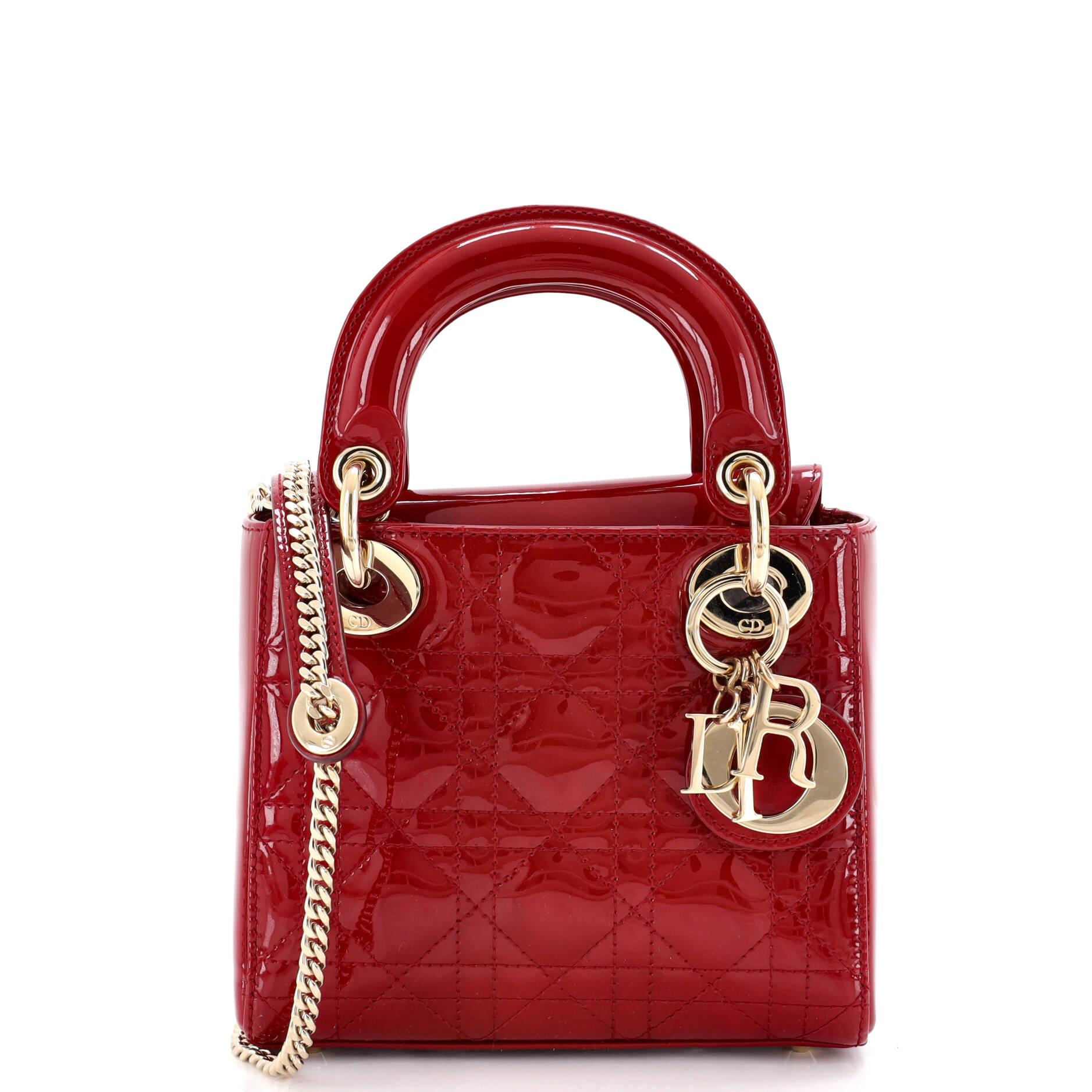 Lady Dior Chain Bag Cannage Quilt Patent Mini