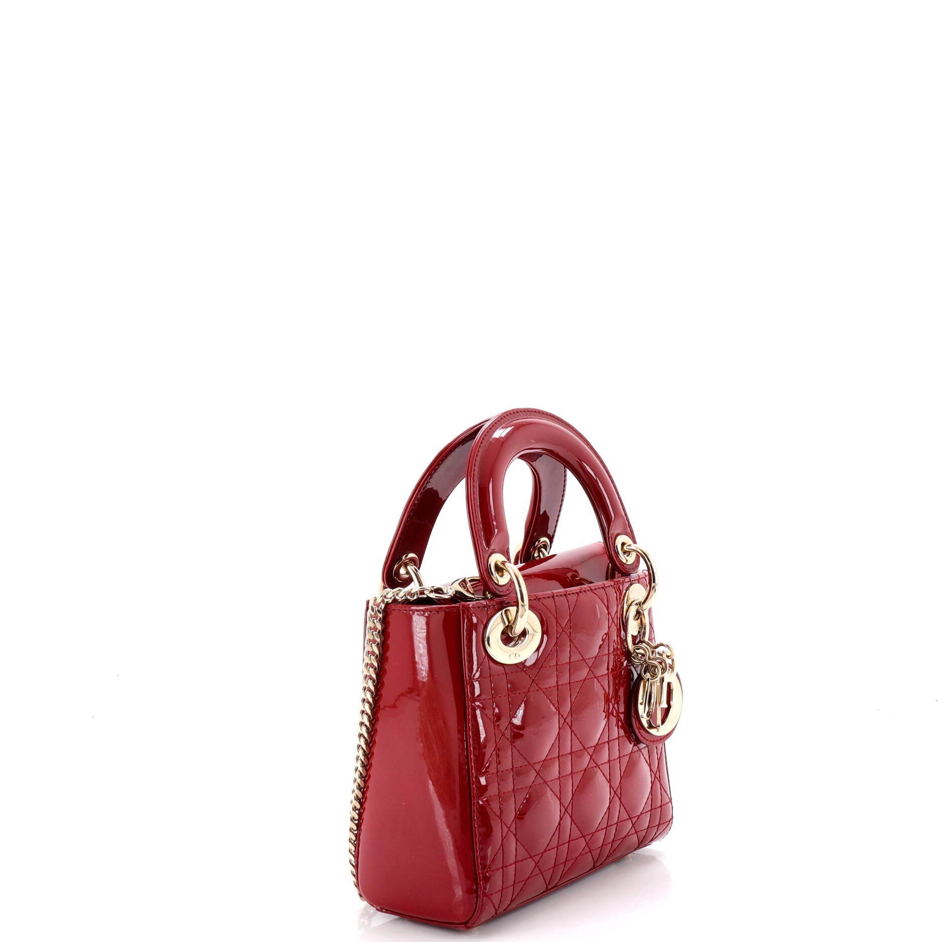 Lady Dior Chain Bag Cannage Quilt Patent Mini