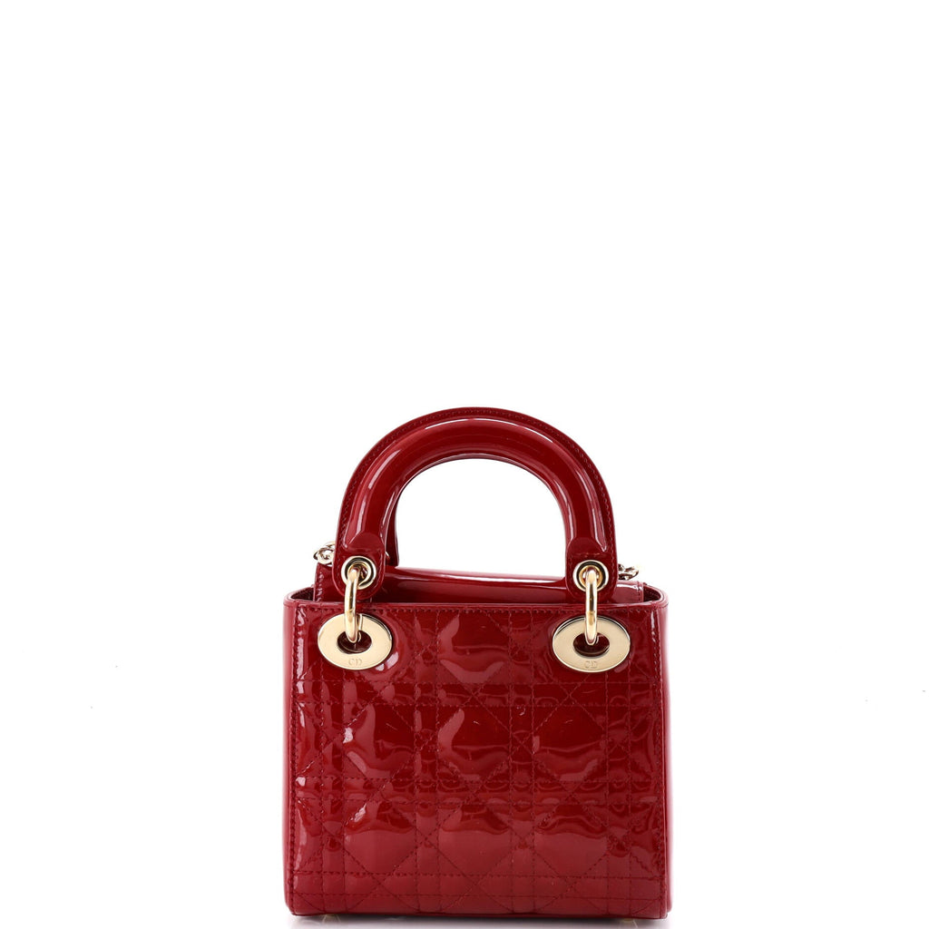Lady Dior Chain Bag Cannage Quilt Patent Mini
