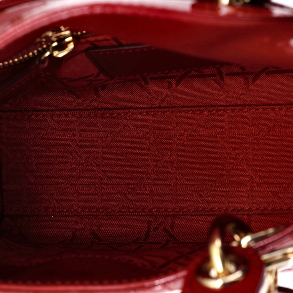 Lady Dior Chain Bag Cannage Quilt Patent Mini