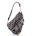 Saddle Handbag Logo Embroidered Oblique Canvas Medium
