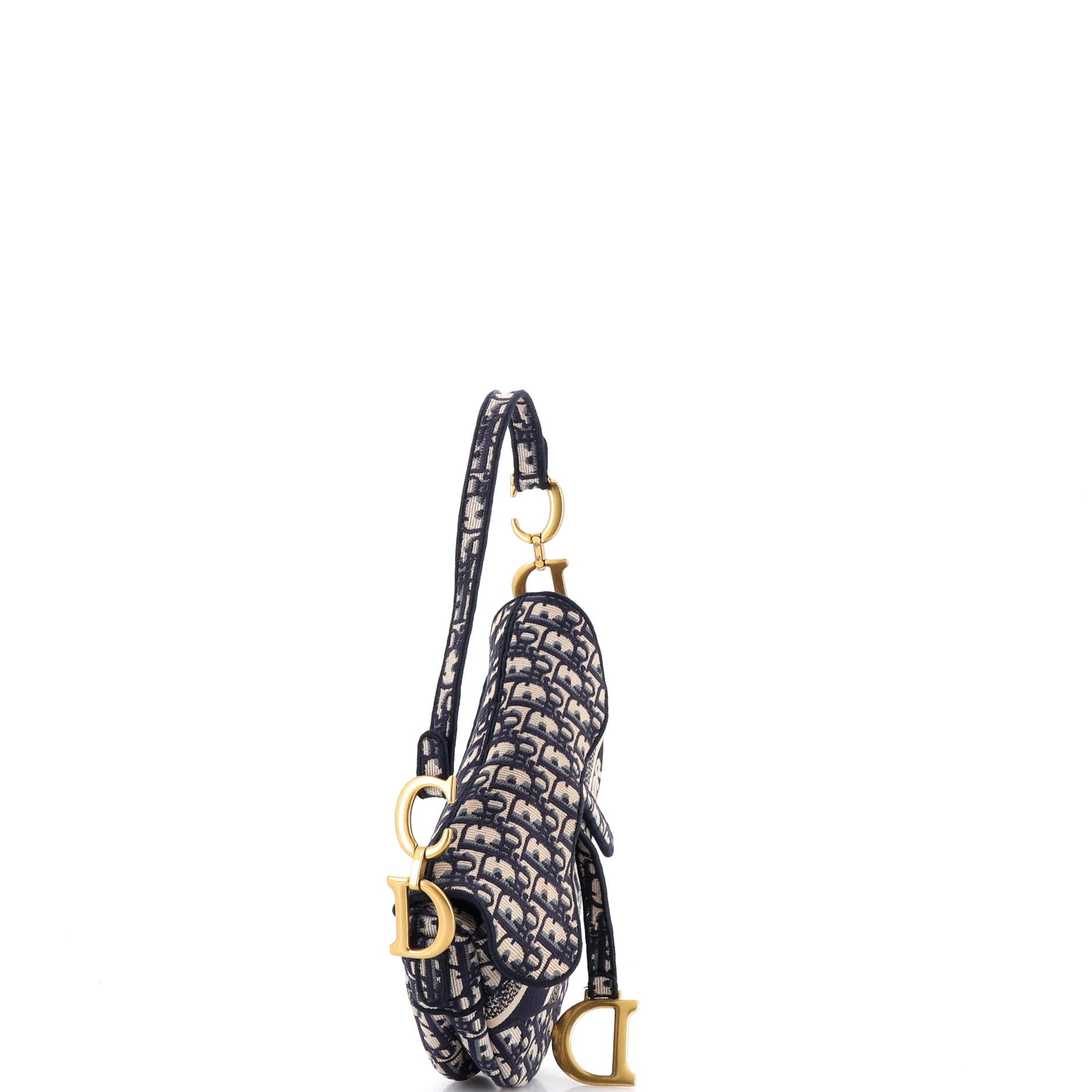 Saddle Handbag Logo Embroidered Oblique Canvas Medium
